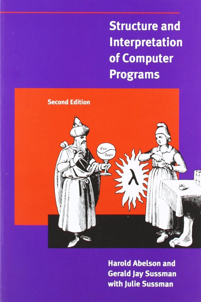 Copertina del famoso libro "Structure and Interpretation of Computer
  Programs" nel quale viene insegnato il lambda calcolo e il linguaggio
  funzionale Guile, ispirato proprio dal lambda calcolo.